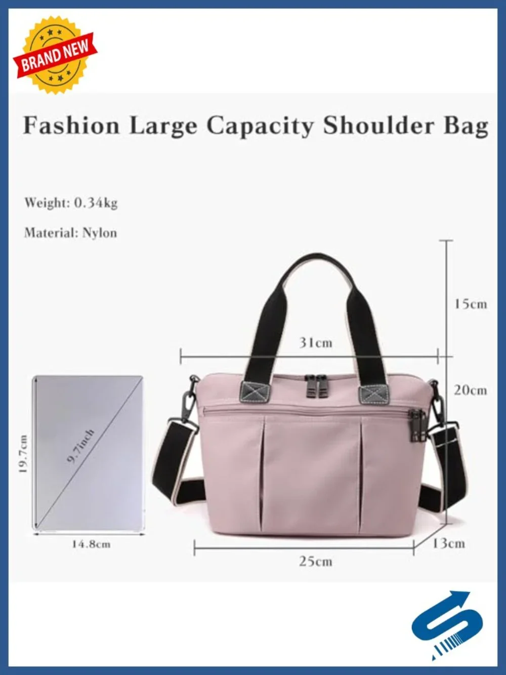 Waterproof Nylon Crossbody Shoulder Bag for Women - Top Handle